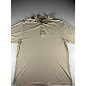 Walt Disney World Polo Men's Xl Beige Mickey Logo Embroidered Herringbone